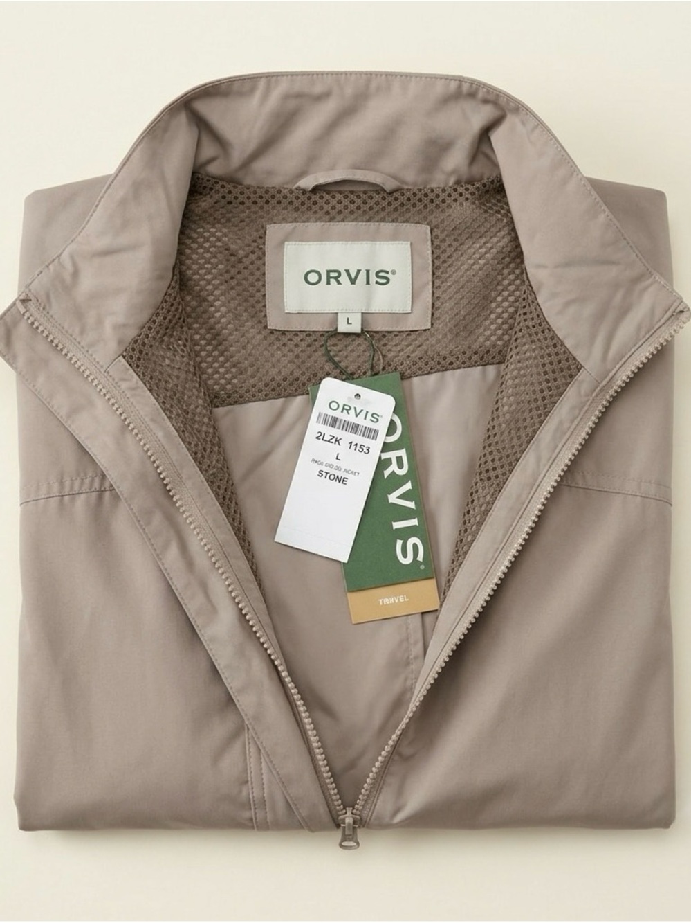 NWT Orvis Pack and Go Jacket Large Stone Travel Water Resistant Lightweight - Picture 4 of 8